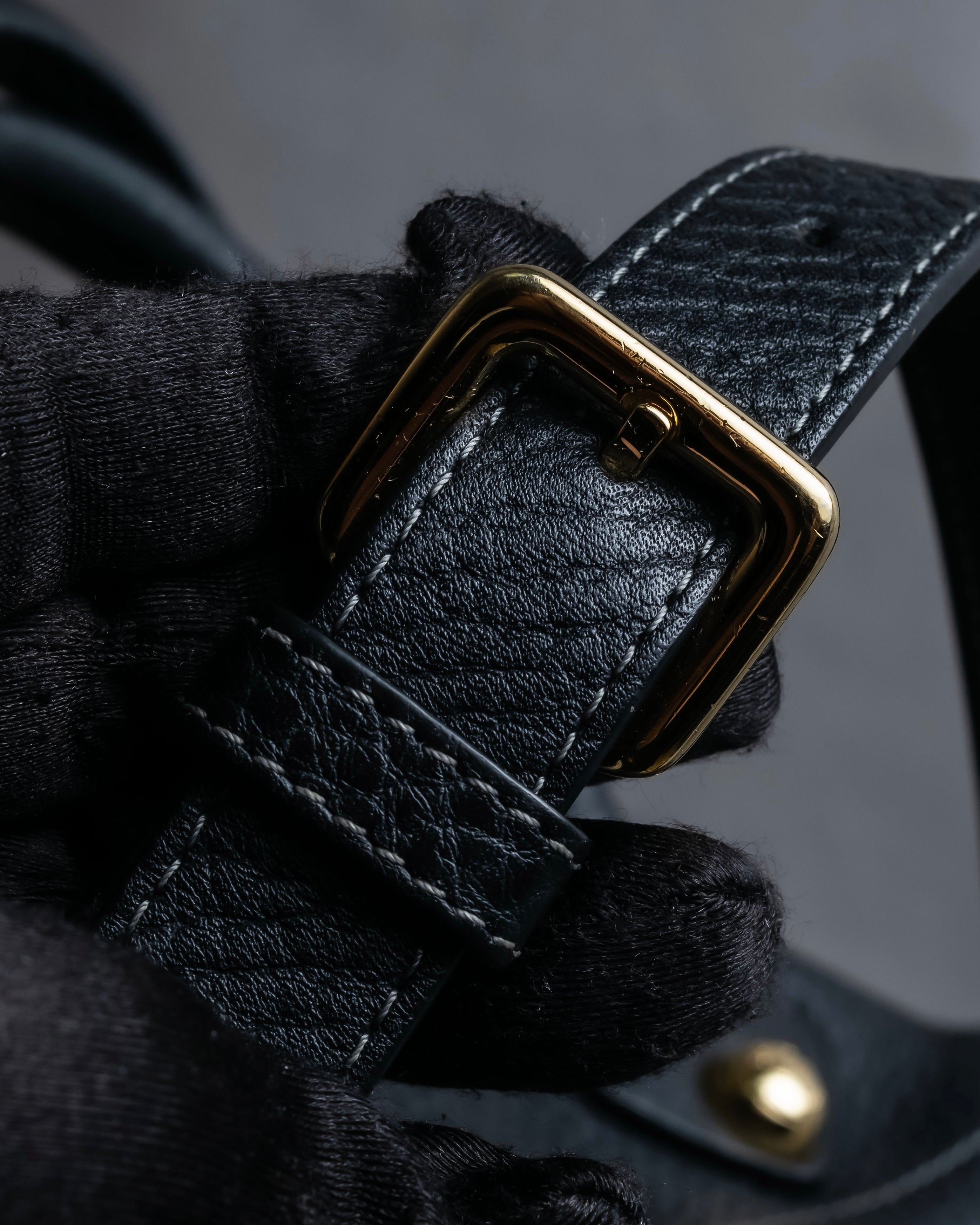 "LOEWE" Flap pocket design ostrich leather bag