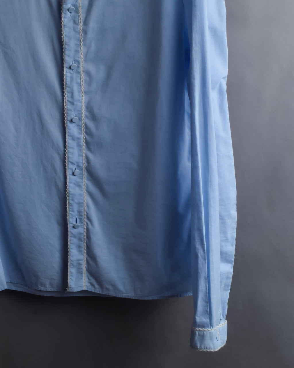 "GUCCI" Lace border design saxe blue shirt