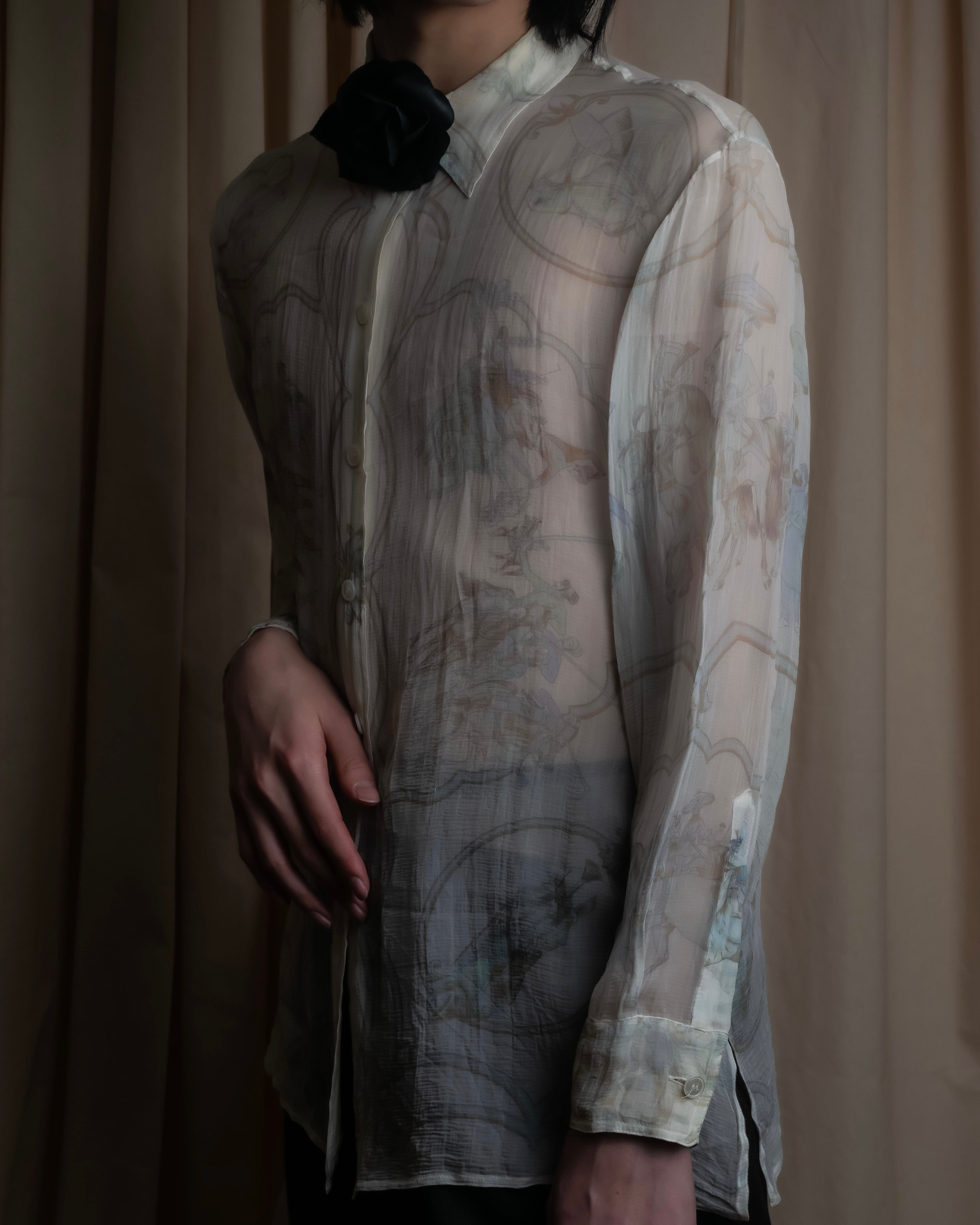 "HERMES" Margiela period abstract pattern shirt