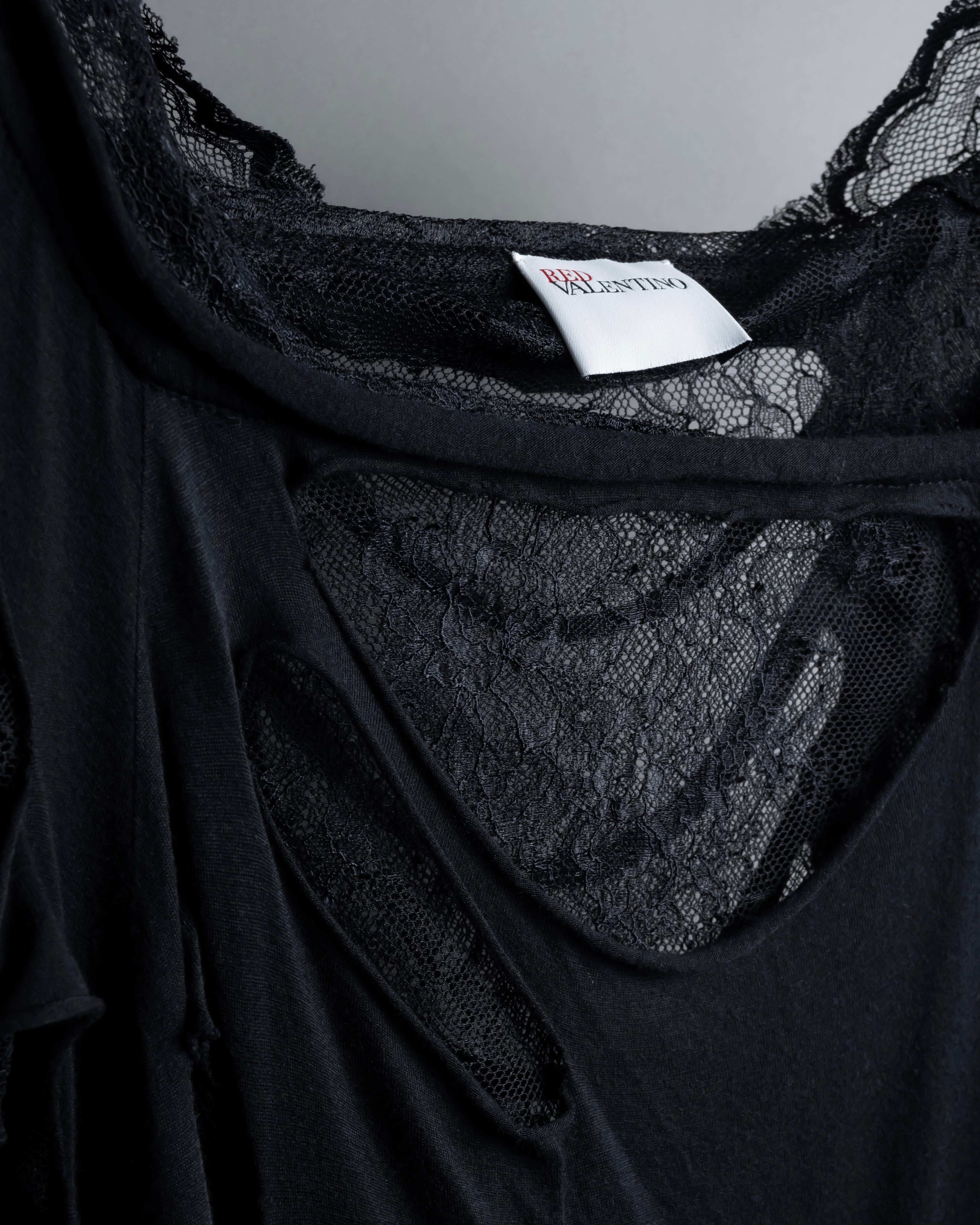 "RED VALENTINO" Distressed tulle skirt docking long pullover