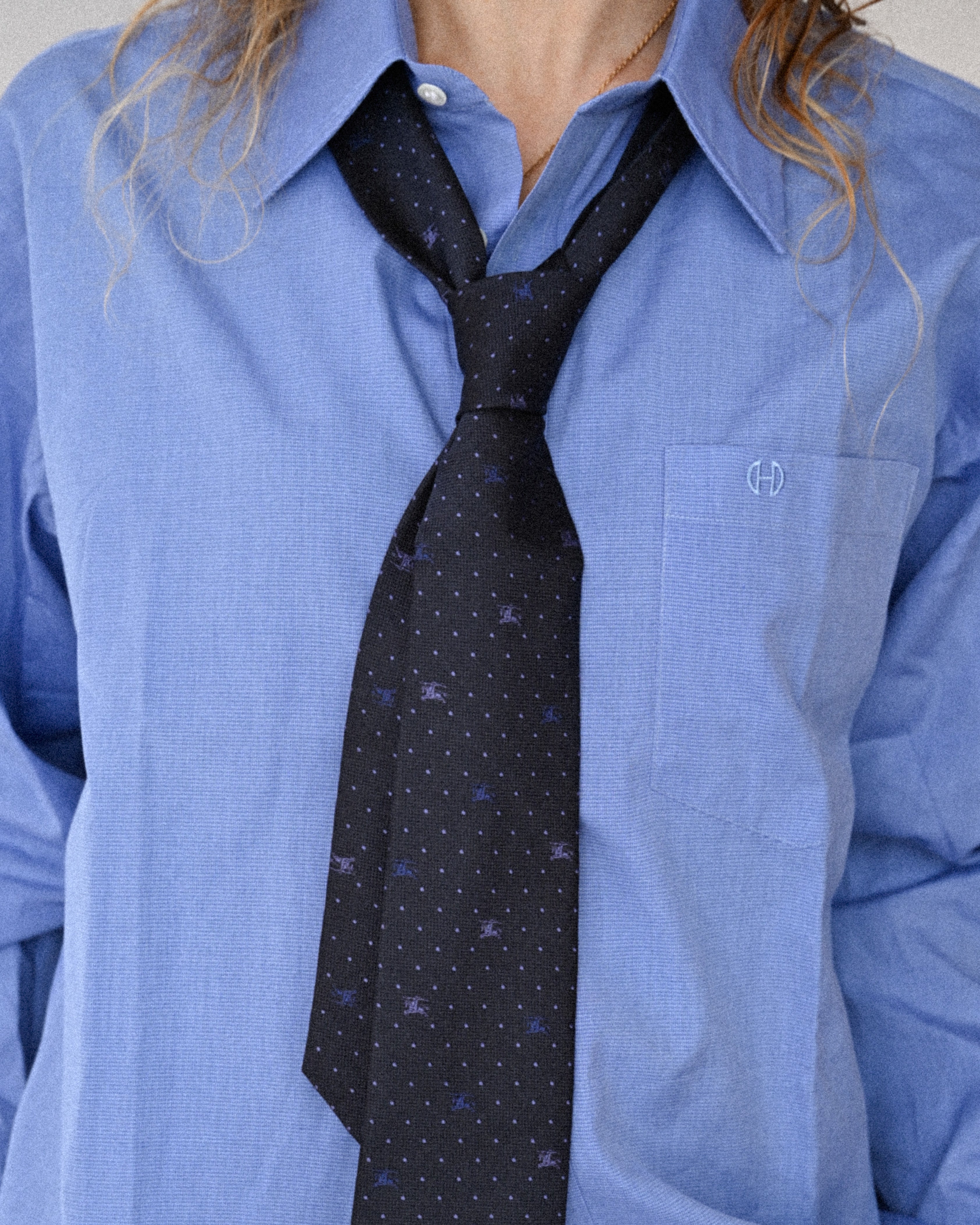 BURBERRY/ Horse Logo and Dot Designed Tie Navy