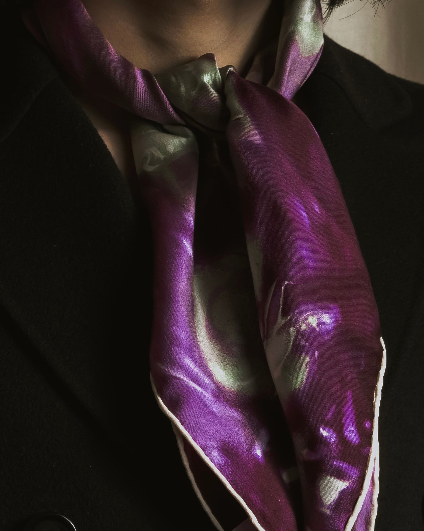 "Christian Dior" Abstract floral marbled print scarf