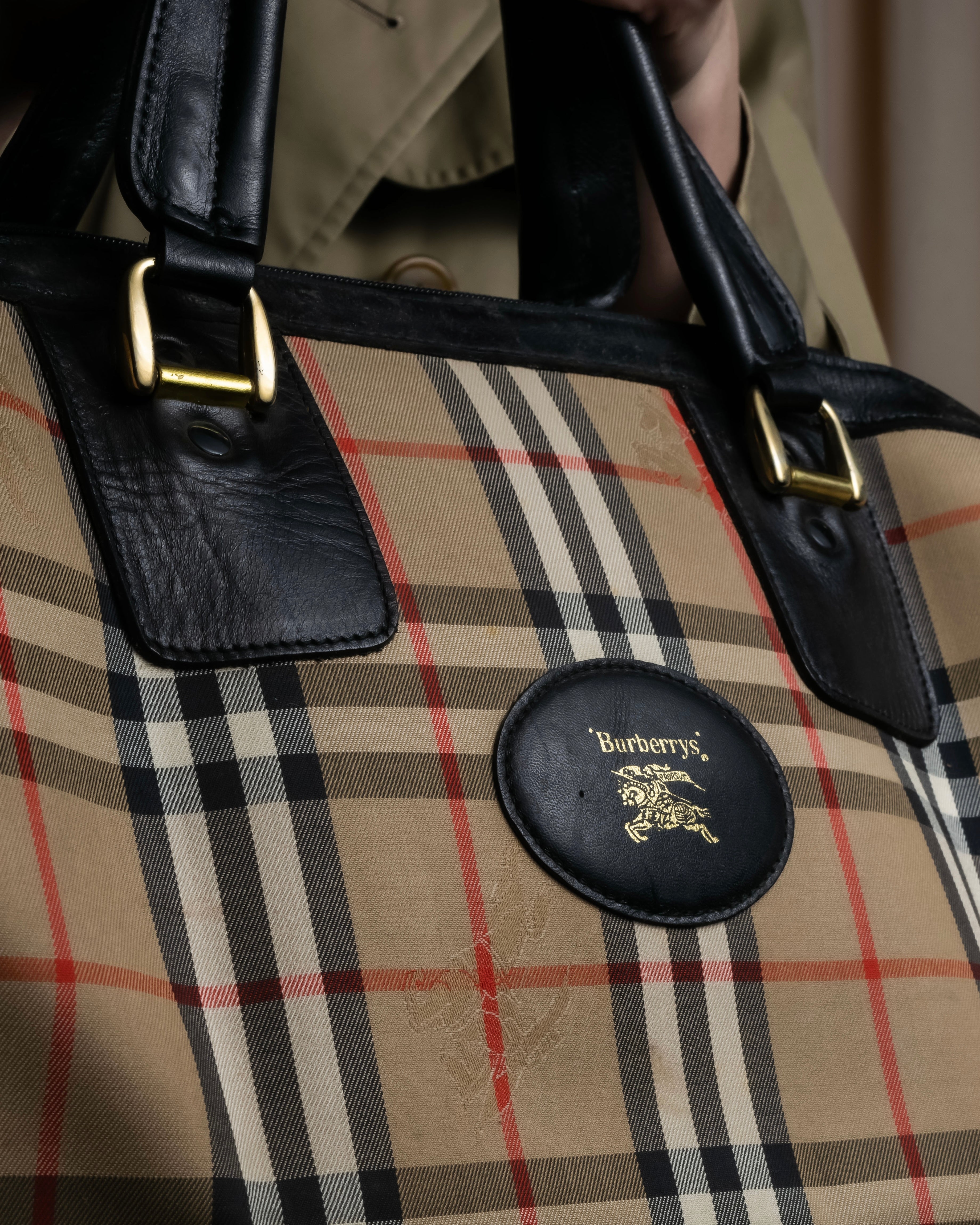 "BURBERRYS" Nova check canvas boston bag