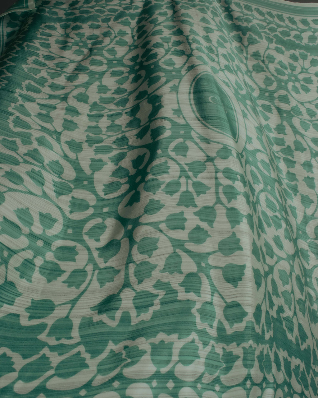 "Christian Dior" 85's-95's Vintage emerald tulip botanical silk shantung scarf