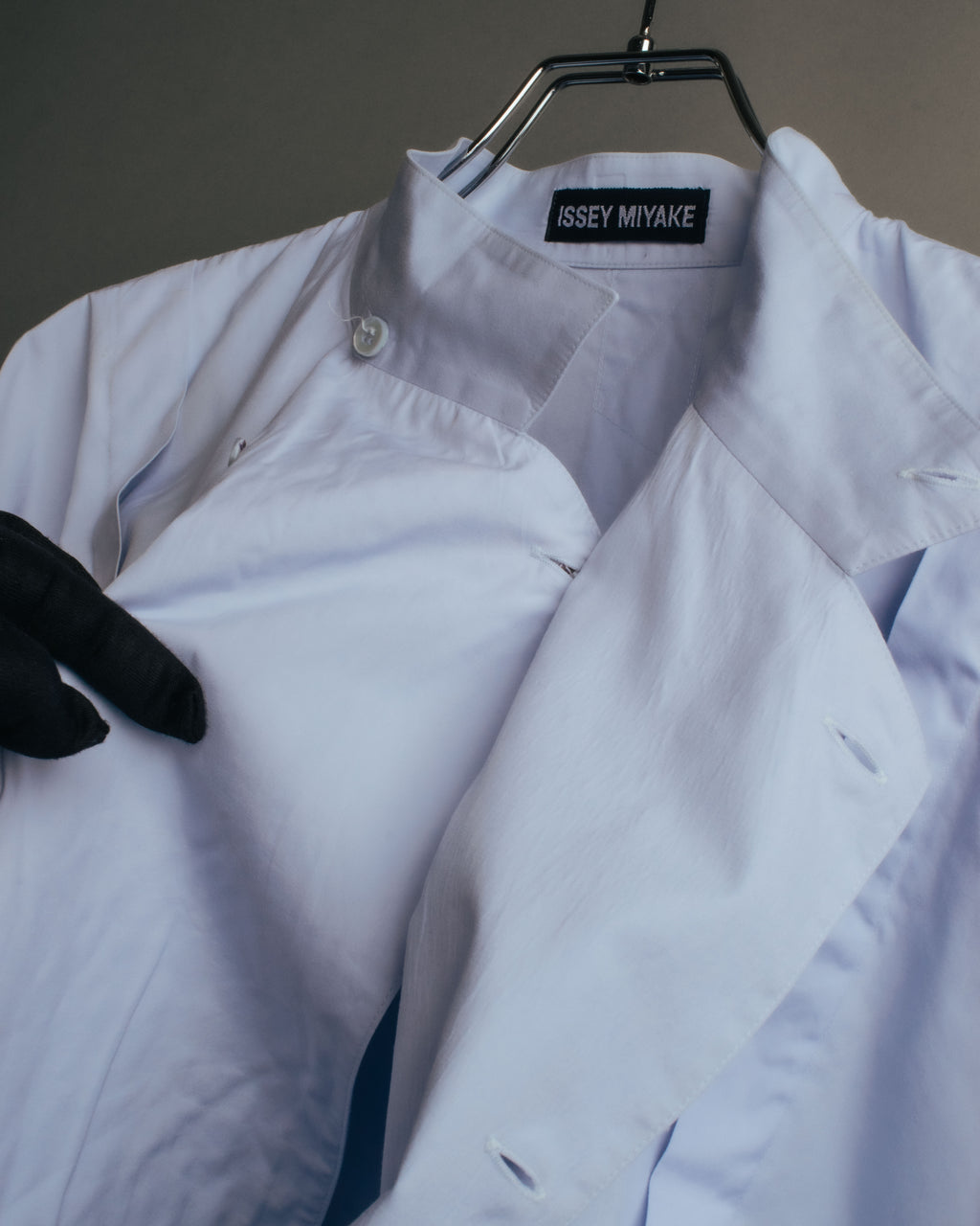 “ISSEY MIYAKE” 90’s-00’s Asymmetric stand collar cotton shirt