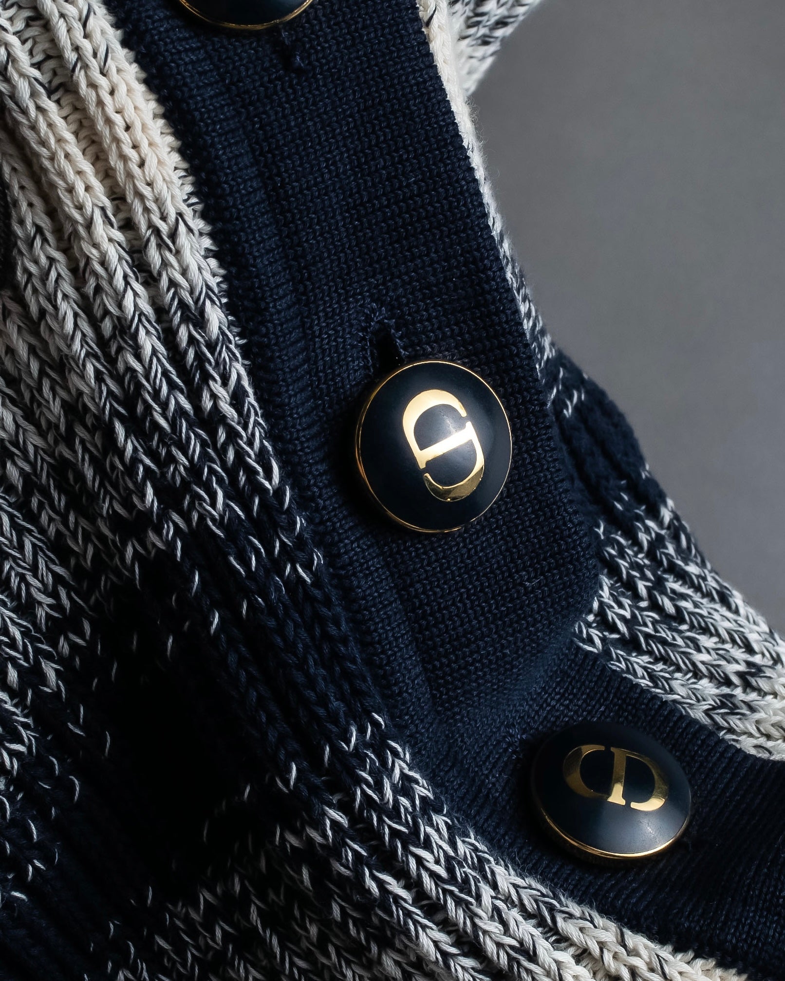 "Christian Dior" Gradient striped irregular neck knit