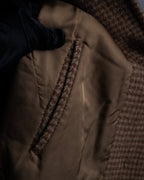 "BURBERRYS" Houndstooth pattern belted stand collar coat