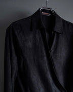 "PRADA" Wrap flap design micro suede jacket
