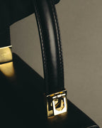 "Salvatore Ferragamo" 90's-00's Structured leather top handle handbag