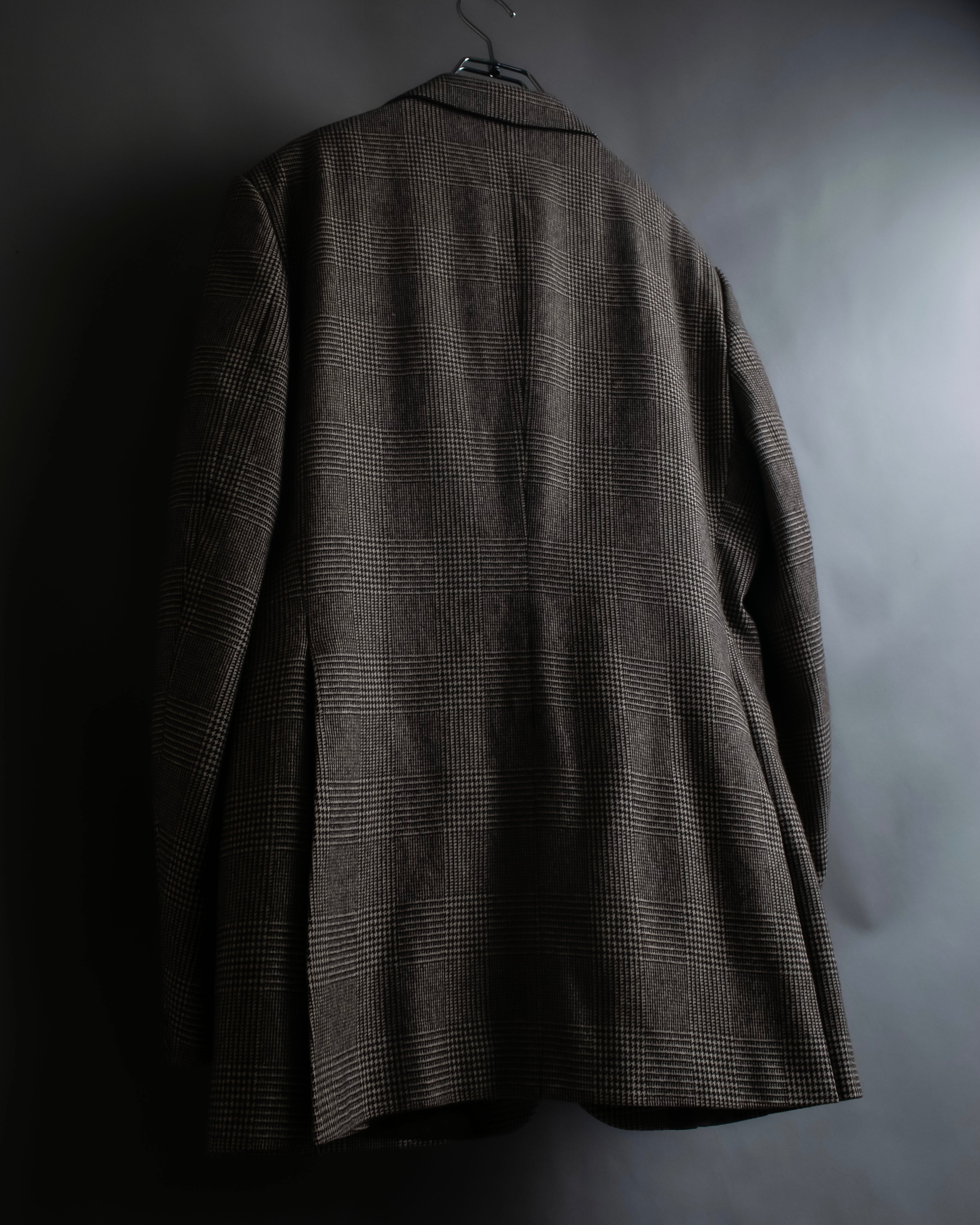 "YVES SAINT LAURENT" Glen plaid oversized wool tailored jacket