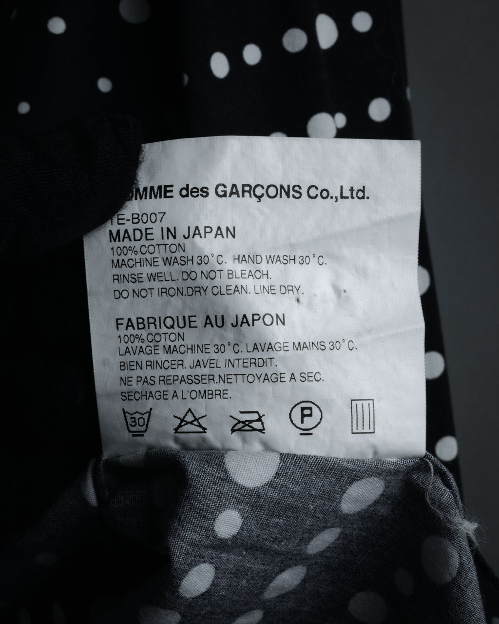 “COMME des GARÇONS” 2010SS Graphic polka dot cotton shirt