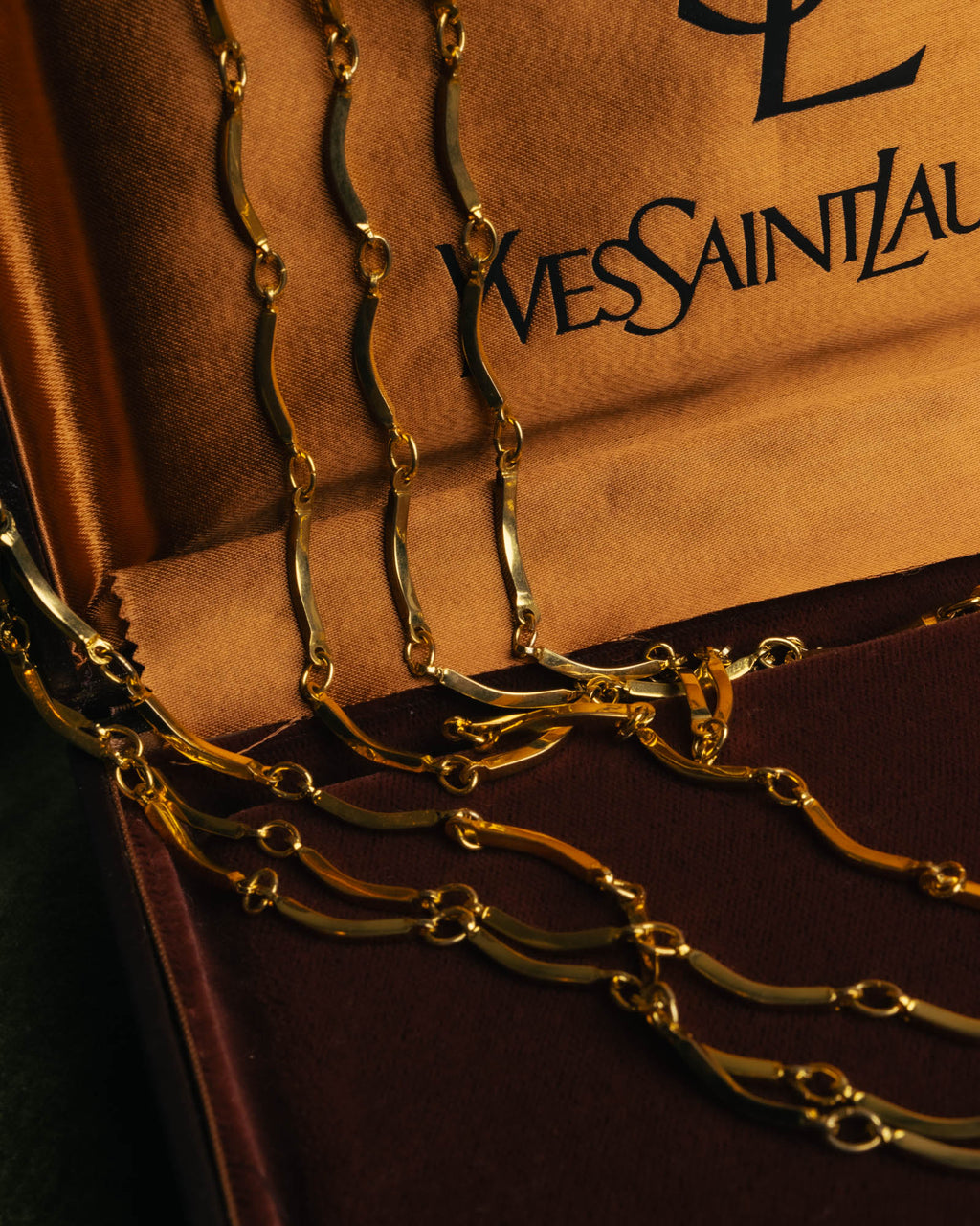 "Yves Saint Laurent" 80's-90's Gold tone multi chain necklace