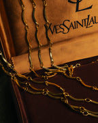 "Yves Saint Laurent" 80's-90's Gold tone multi chain necklace