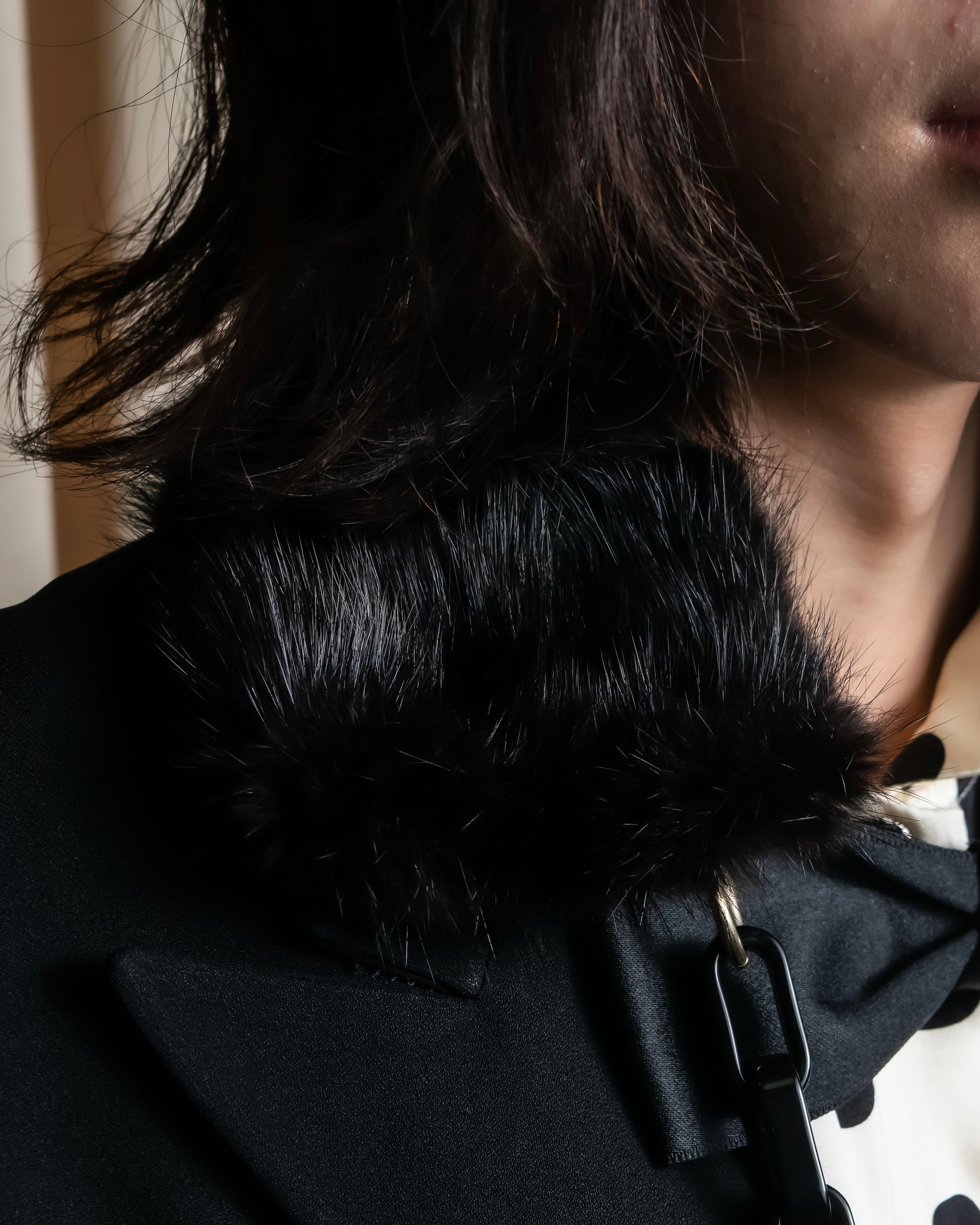"MARNI" Faux fur collar＆mixed material docking accessory