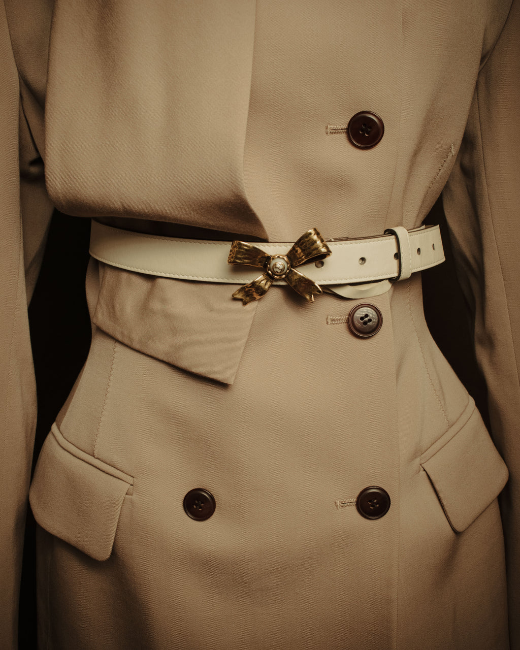 –SPECIAL– “GUCCI” Michele period Ribbon pearl embellished leather belt