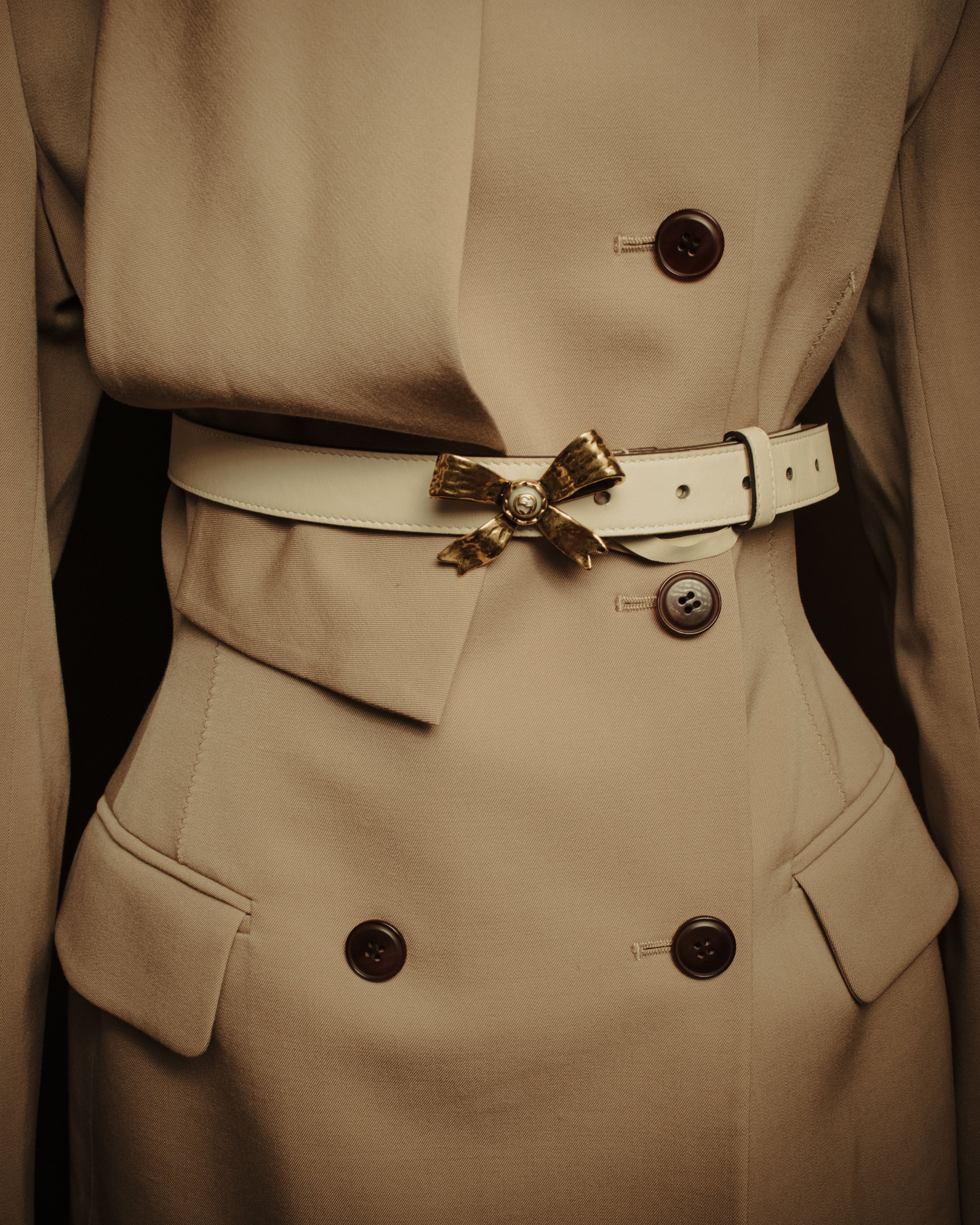 –SPECIAL– “GUCCI” Michele period Ribbon pearl embellished leather belt