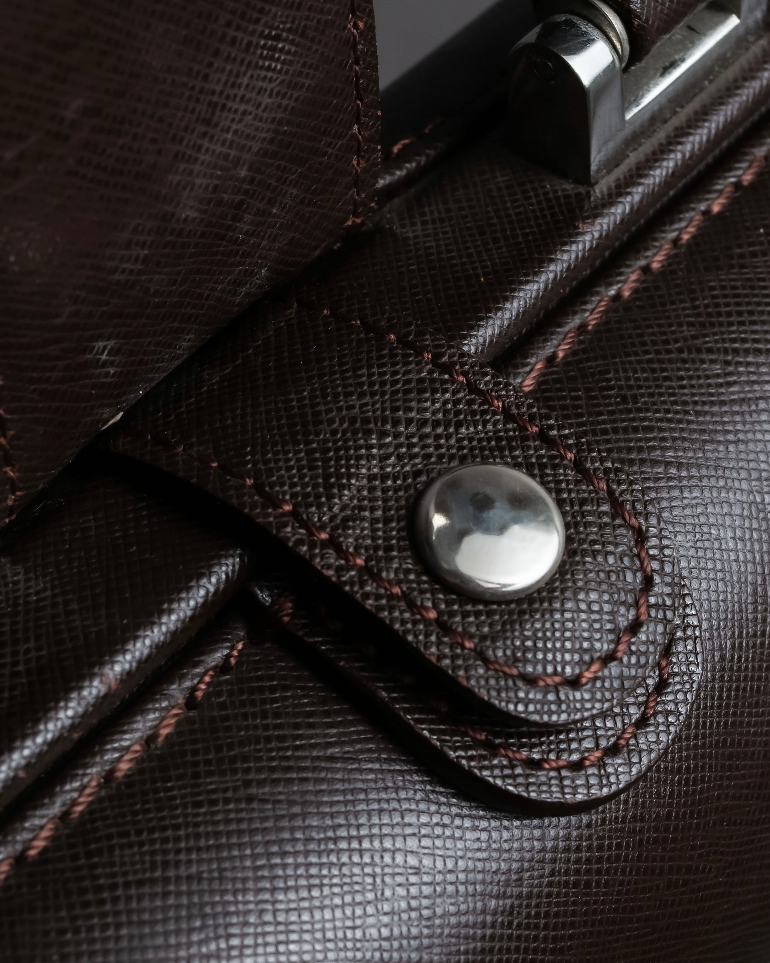 "BURBERRY" Metal belt design embossed PVC briefcase