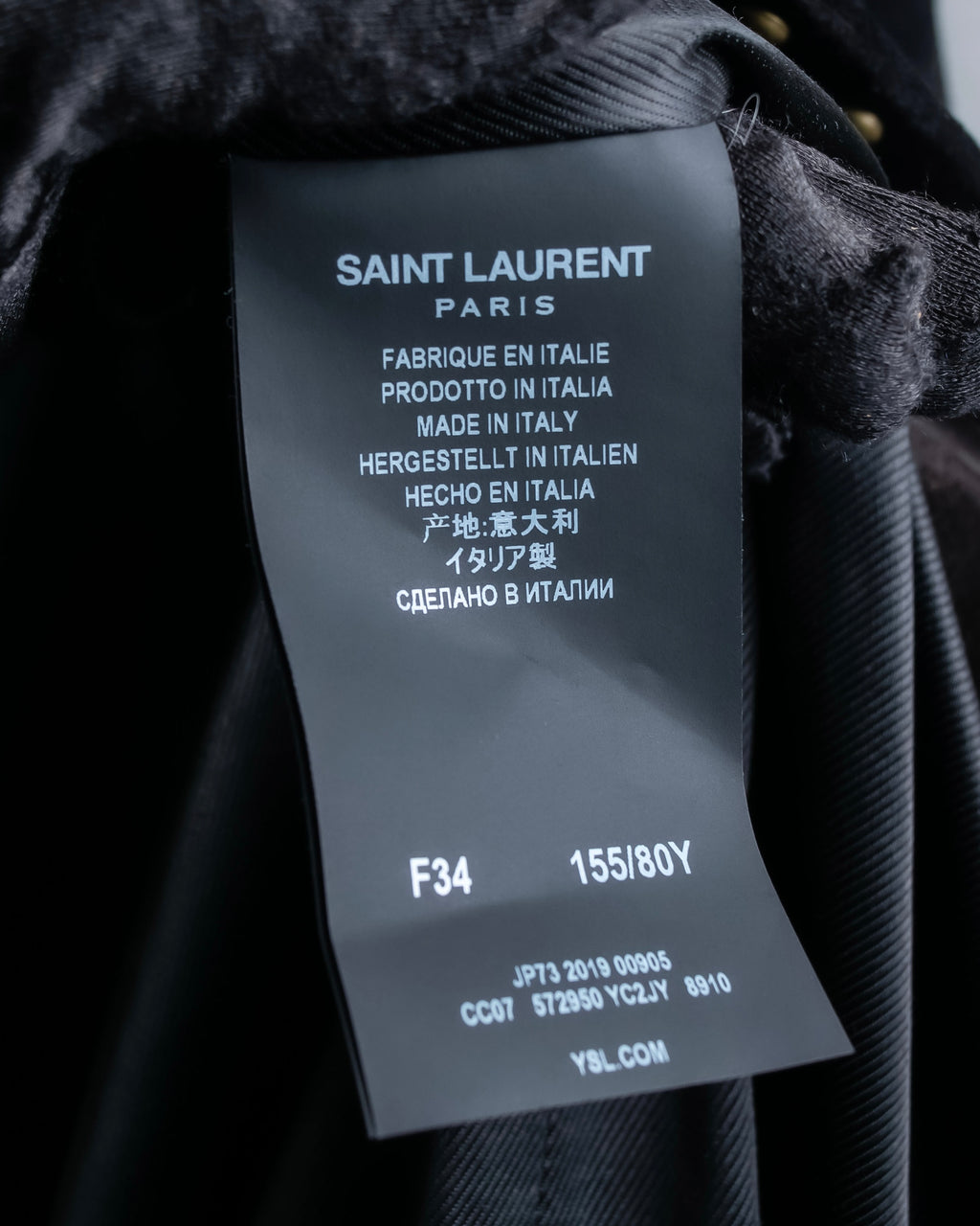 "Saint Laurent" 19AW gold studs design suede long coat