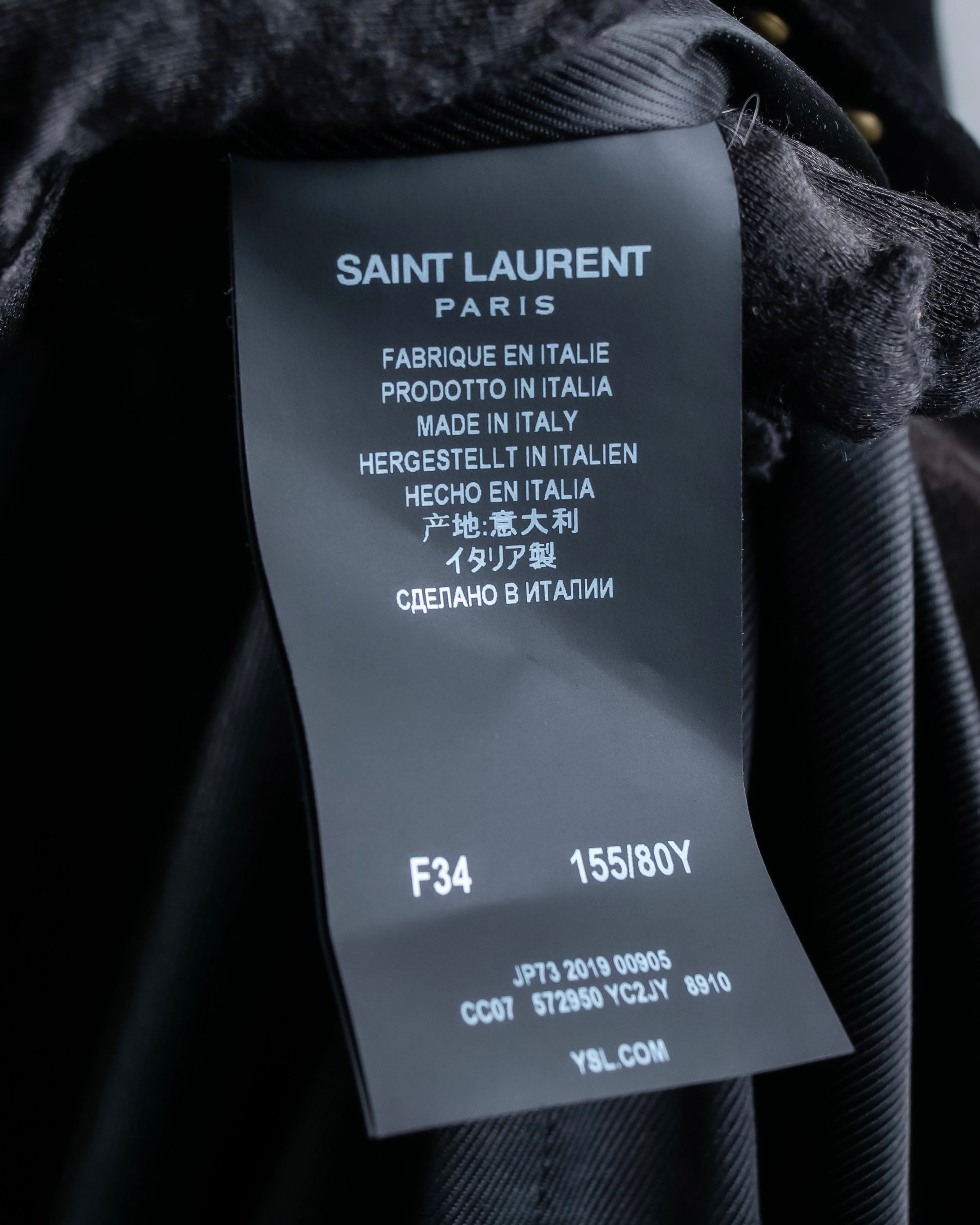 "Saint Laurent" 19AW gold studs design suede long coat