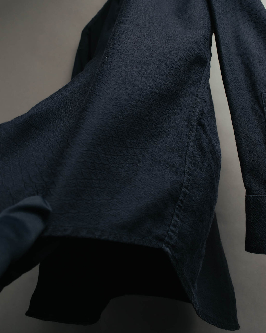 "GIANNI VERSACE" 80's-90's Dark jacquard long sleeve shirt