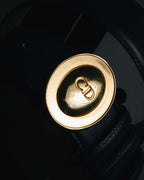 "Christian Dior" Oval logo buckle structured leather belt