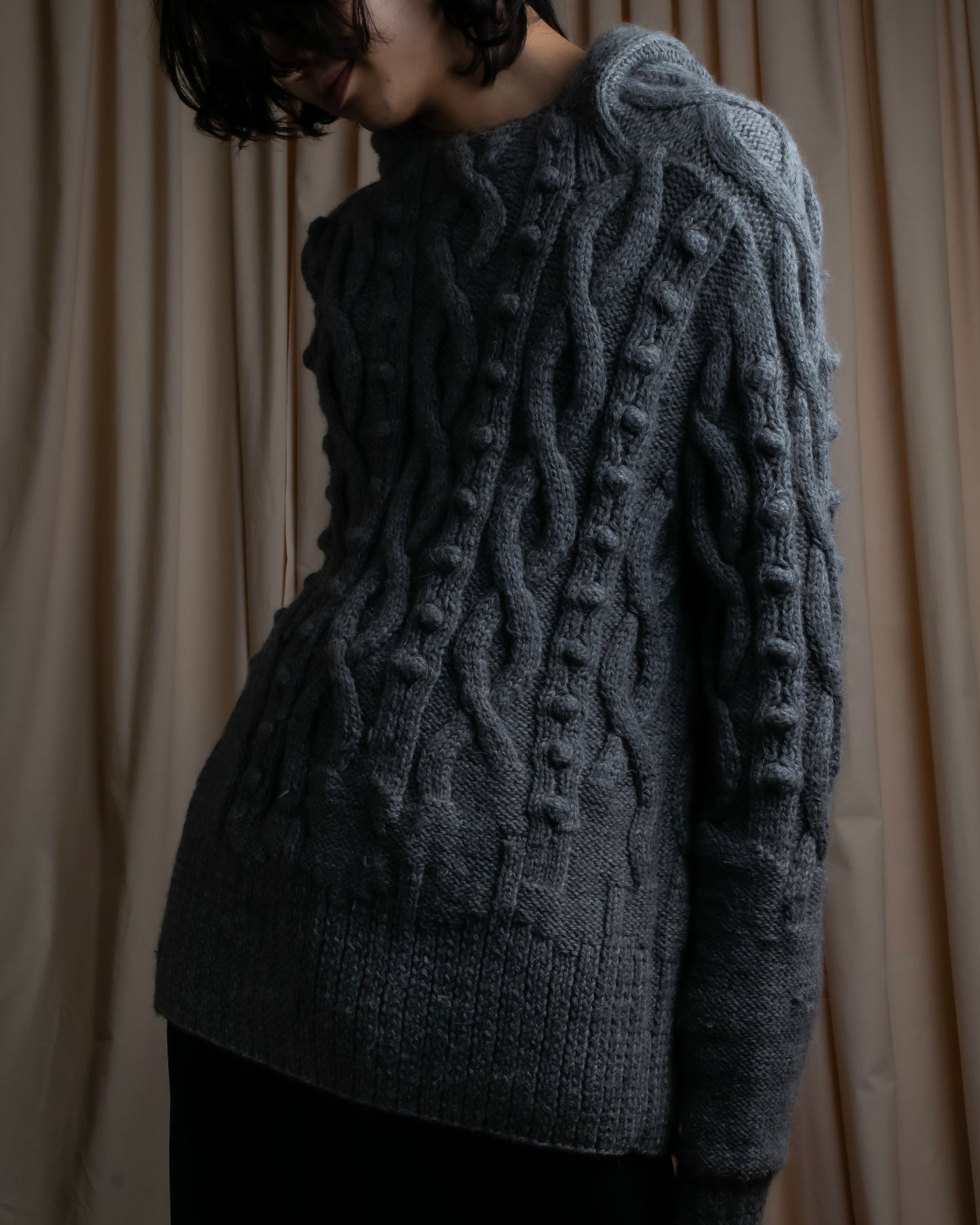 "JEAN PAUL GAULTIER" Cable knit design hooded pullover