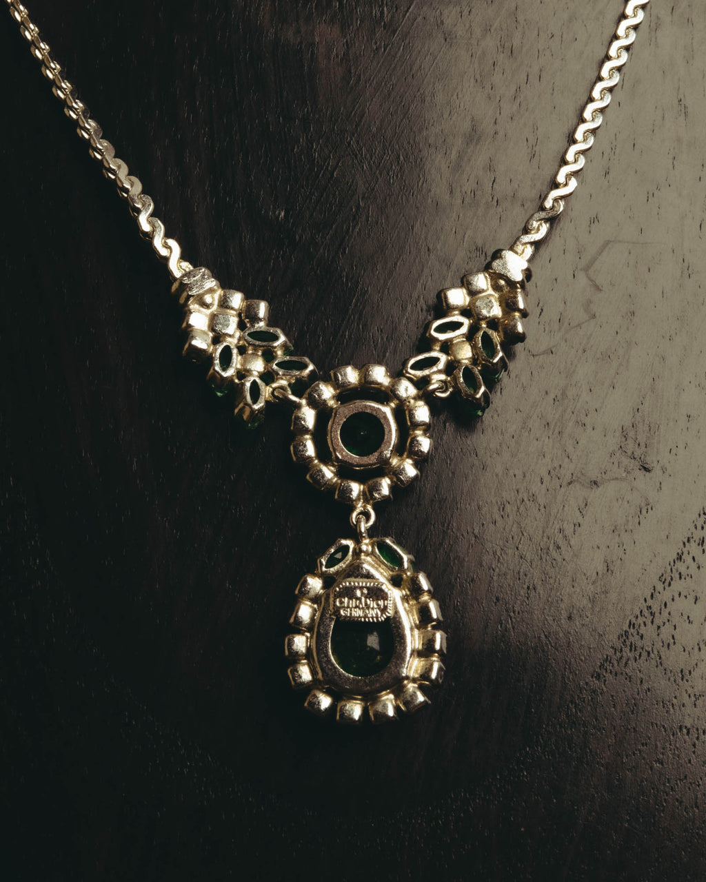 "Christian Dior" 80's-90's Emerald green pendant necklace