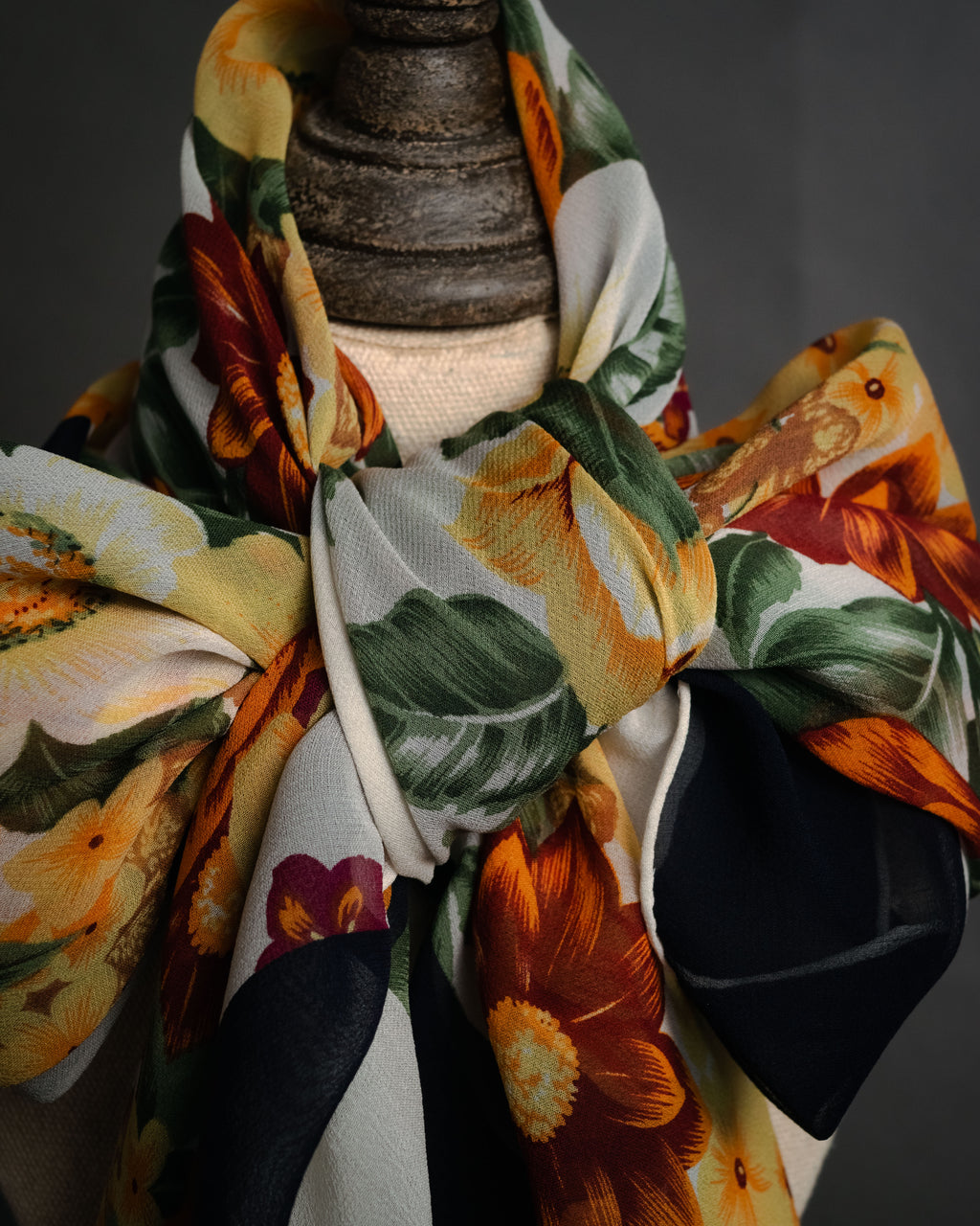 “Christian Dior” 80’s–90’s Botanical silk floral scarf
