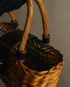 “BURBERRY BLUE LABEL” 00’s Rattan check lining basket bag