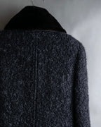 "Valentino Garavani" Fur collar boucle wool mid-length coat