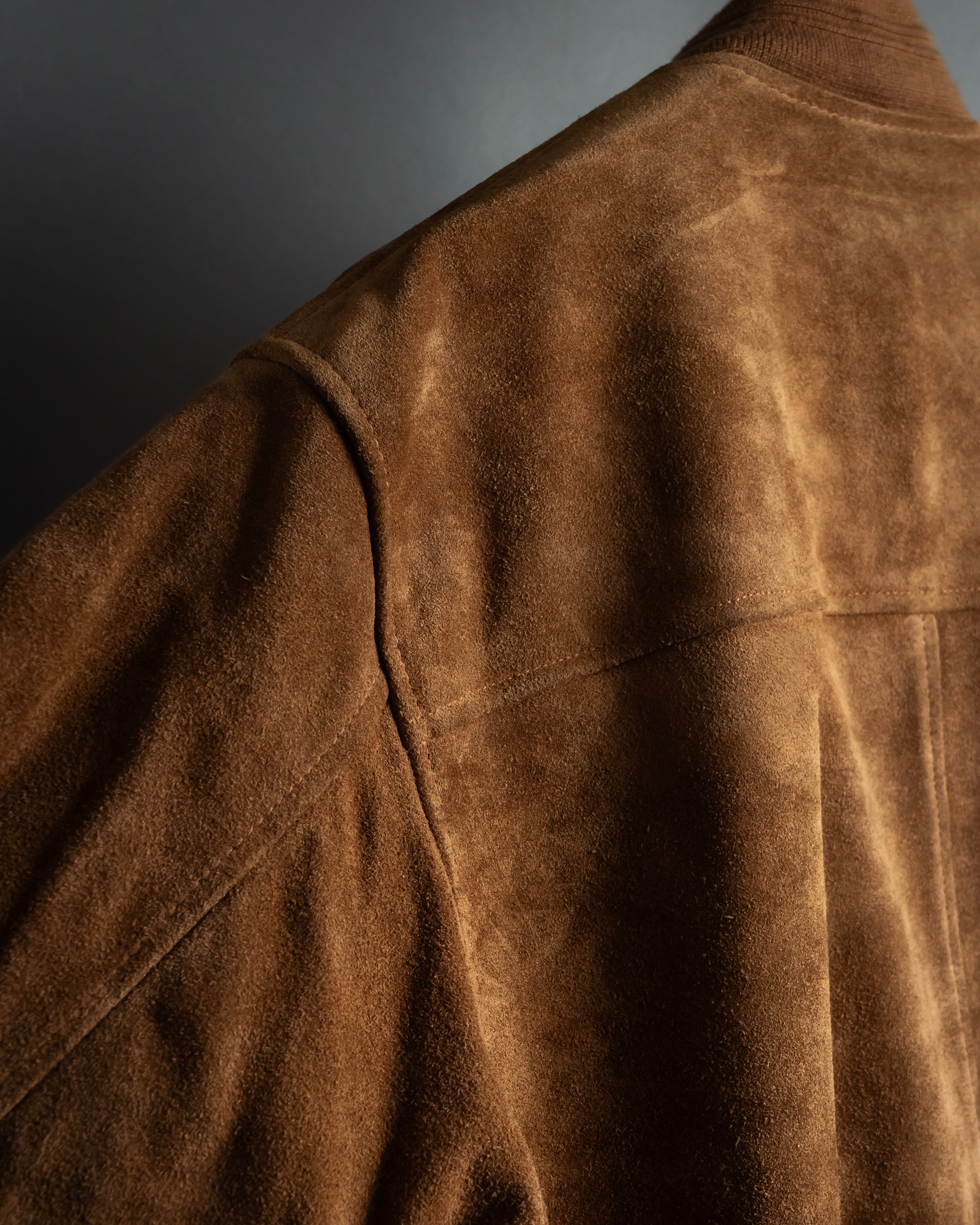 "SEAHOP" Ribbed design suede leather blouson