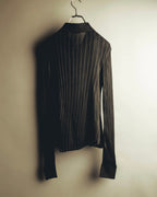 "SAINT LAURENT PARIS" 2020's Sheer ribbed silk blend polo cardigan