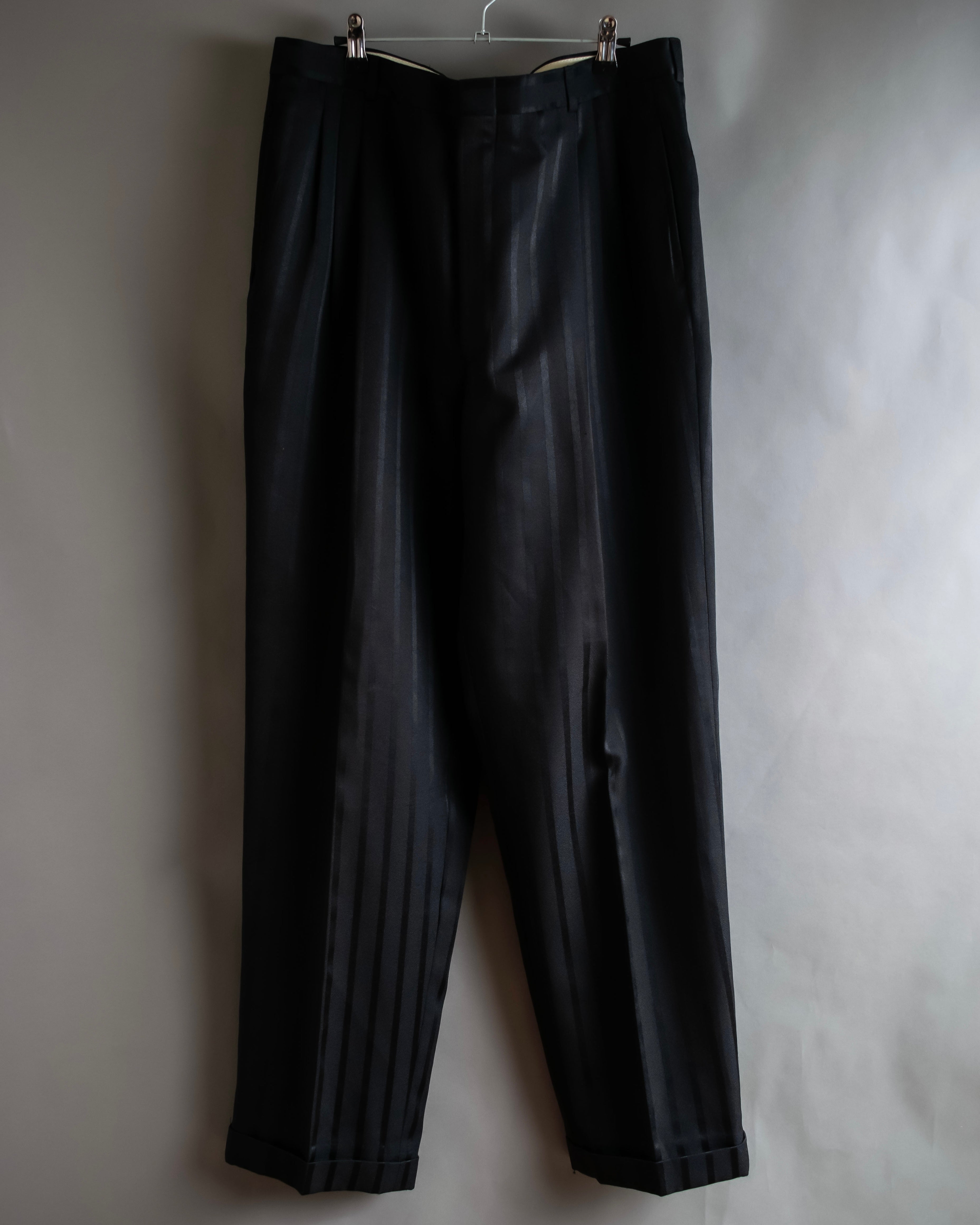 "Vintage subtle gloss striped wide slacks"
