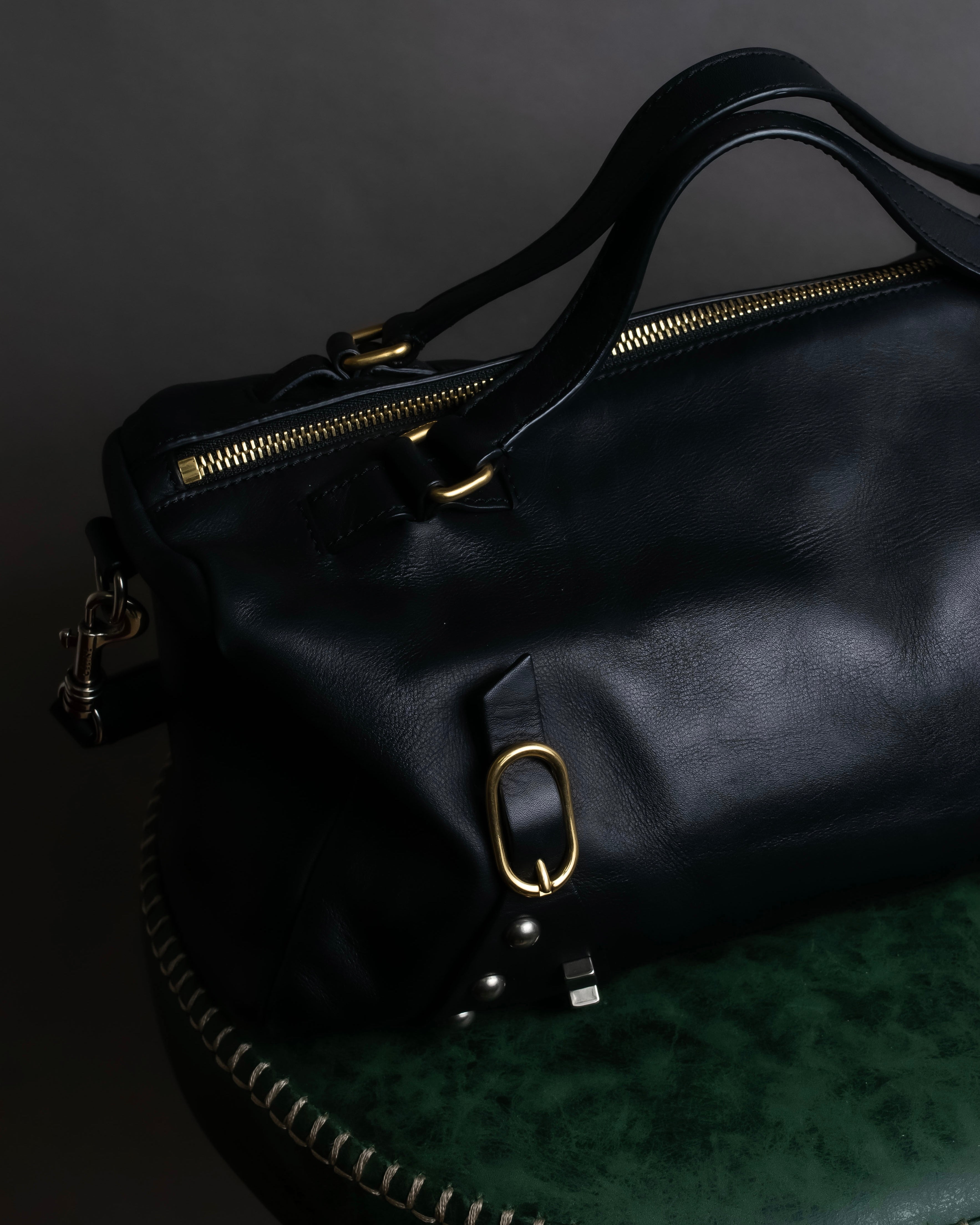 "CELINE" Various studs horizontal leather 2way bag