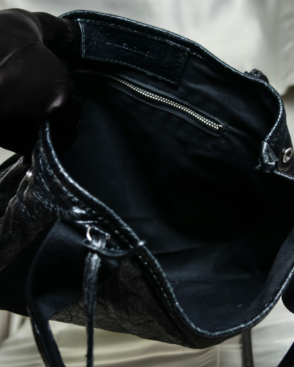 “Balenciaga”  navy cavas xs hand bag