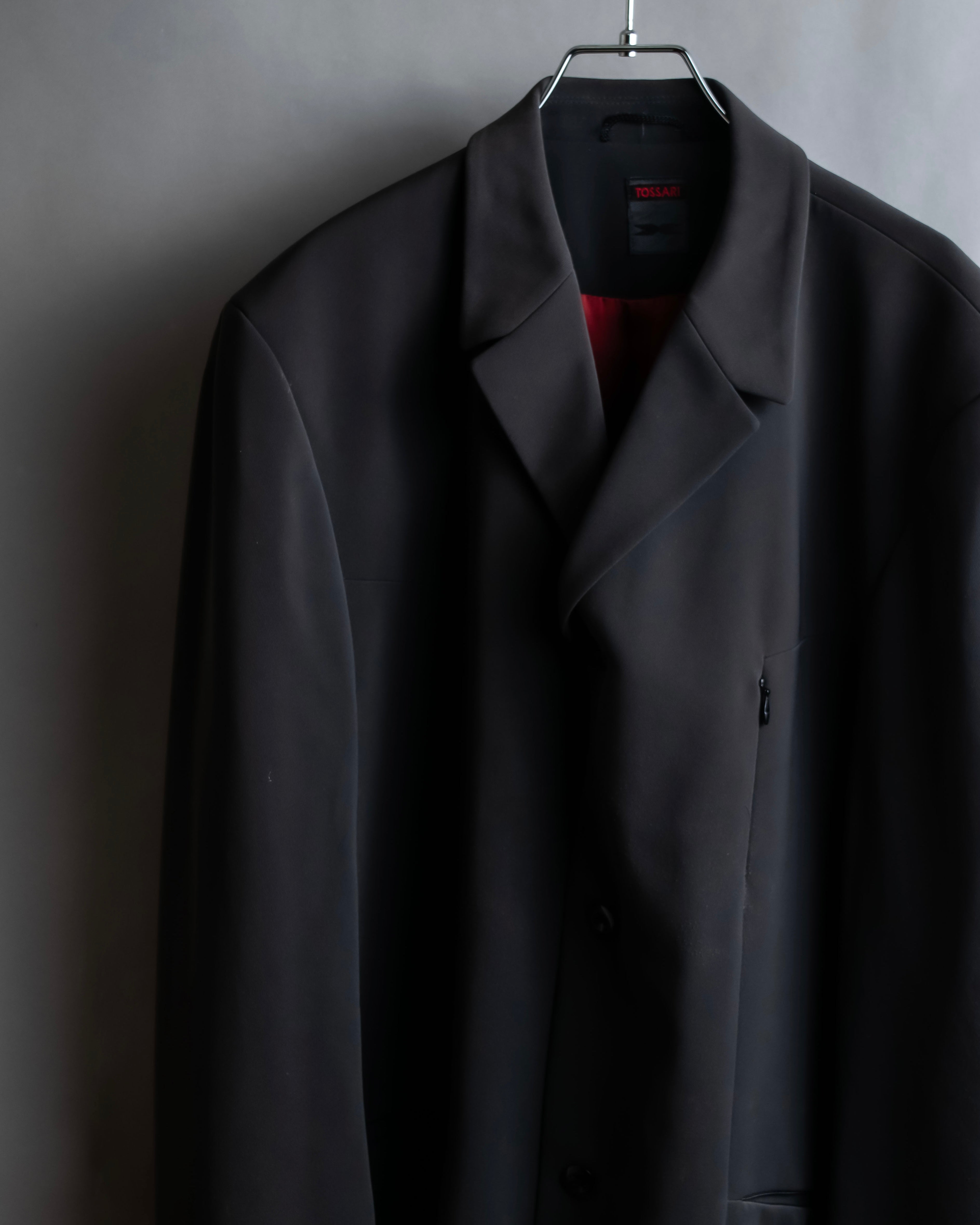 "TOSSARI" Shiny hidden zipper design tailored jacket