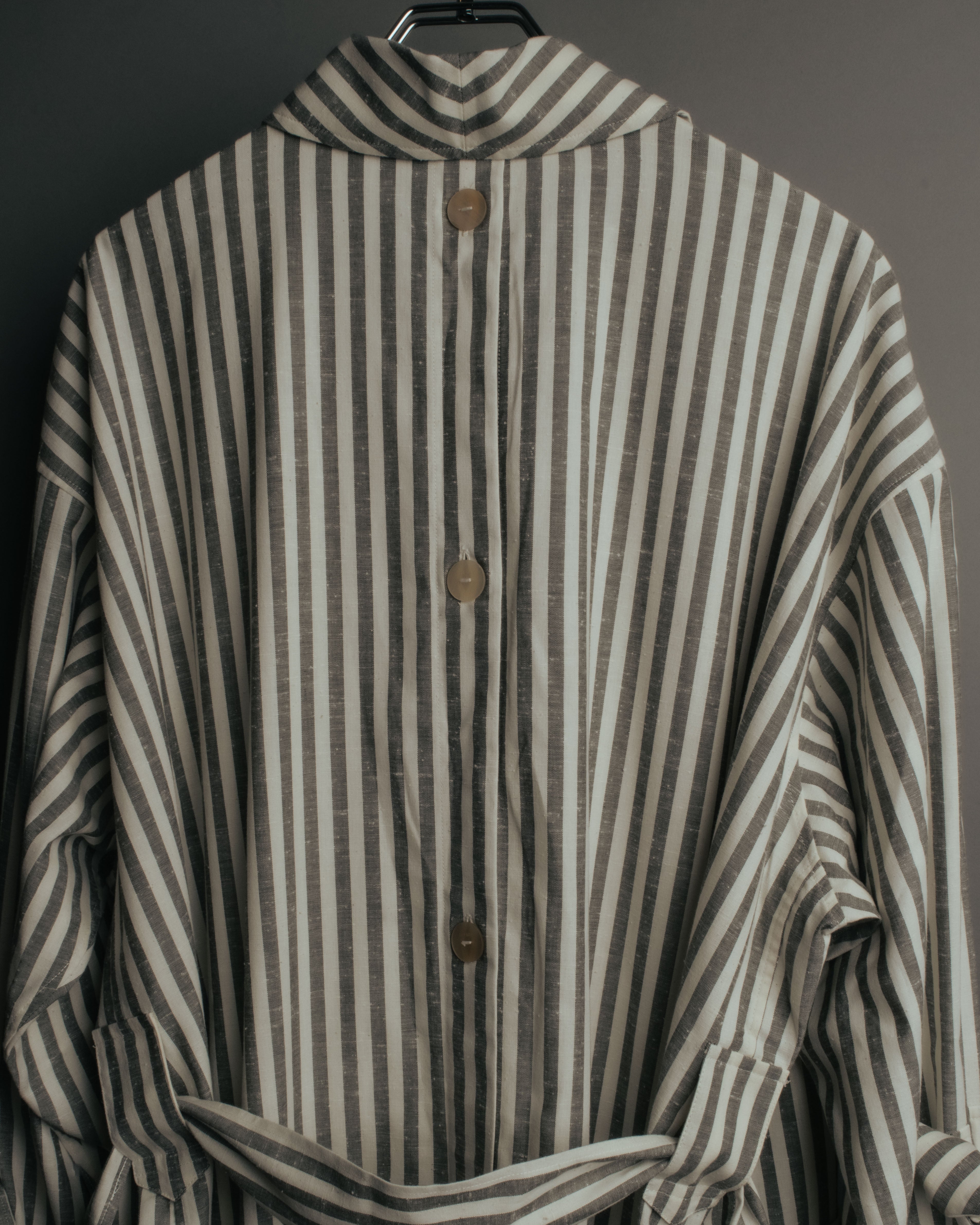 -SPECIAL- “LOEWE” 2010’s striped ribbon sleeve long gown coat