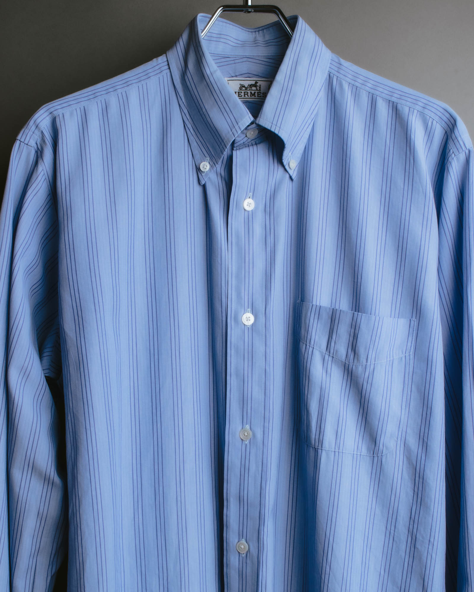 "Hermès" 90's-00's Striped cotton button-down shirt