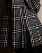 "BURBERRYS" Gold metal button design check pattern wool shirt