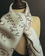"Hermès" 90's Calligraphy print silk scarf