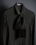 "Christian Dior PRETA PORTER" Ivory polka dot bow tie blouse