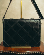 "Yves Saint Laurent" 80's-90's Lattice textured leather shoulder bag
