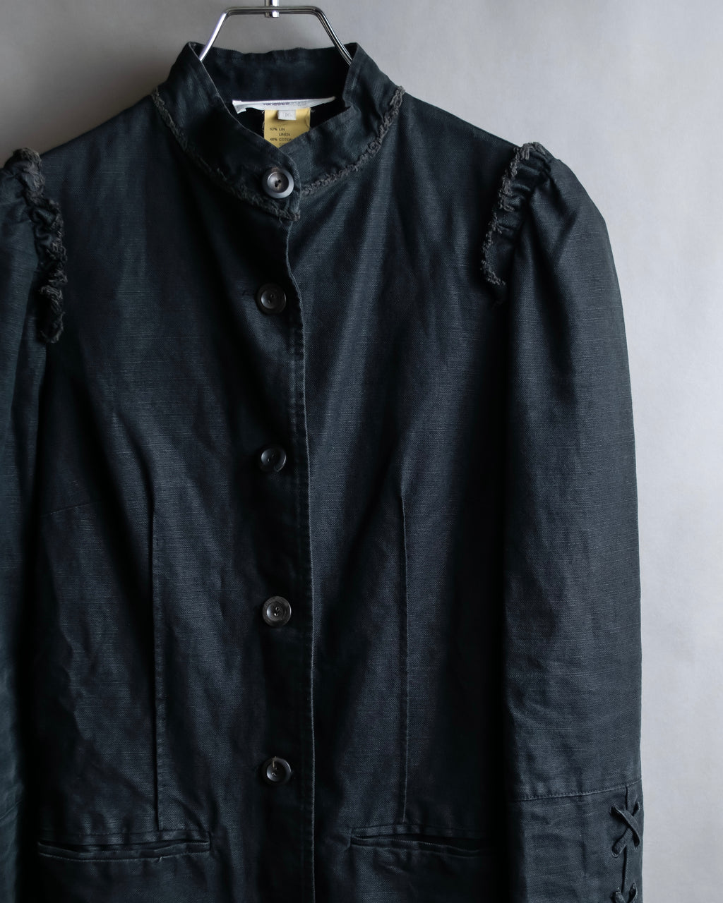 "vanessa bruno" Lace fringe design drawstring cotton linen shirt dress