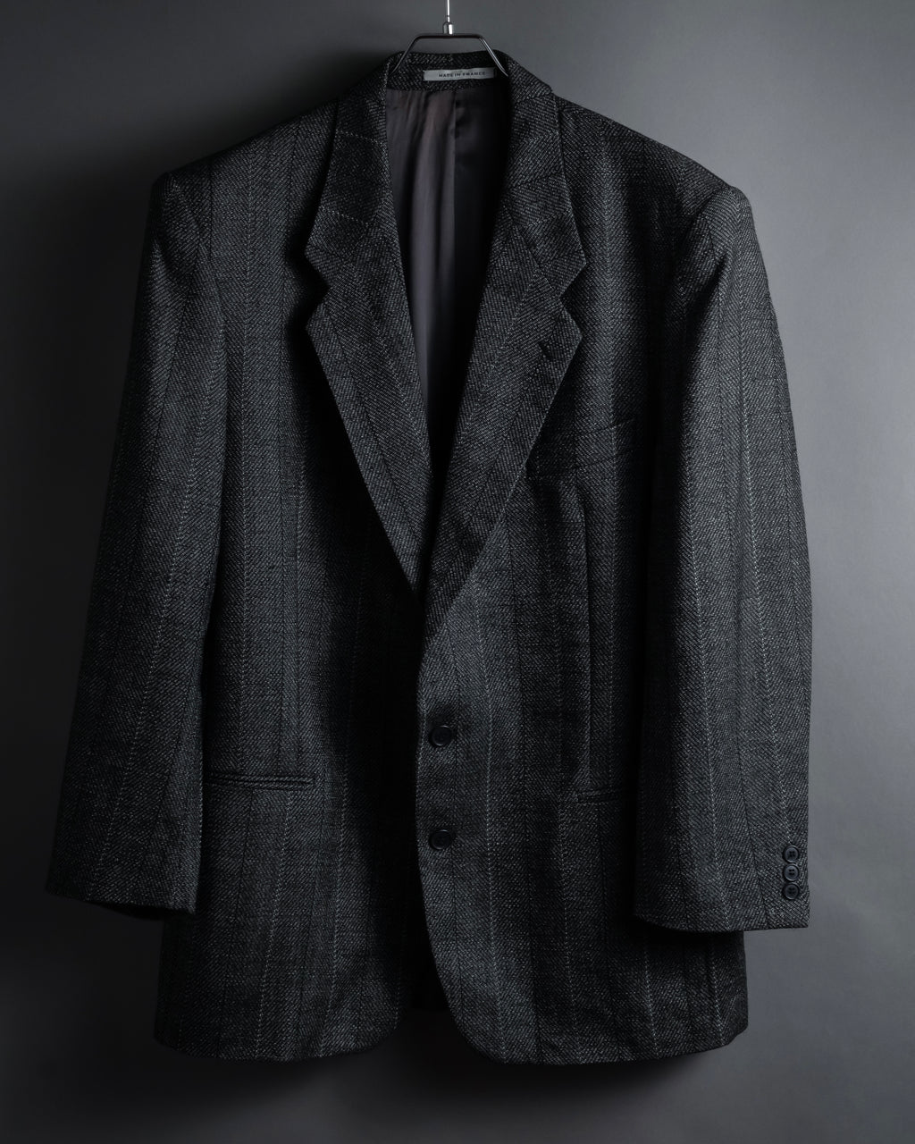"YVES SAINT LAURENT" 70’s-80’s structured herringbone tweed tailored jacket