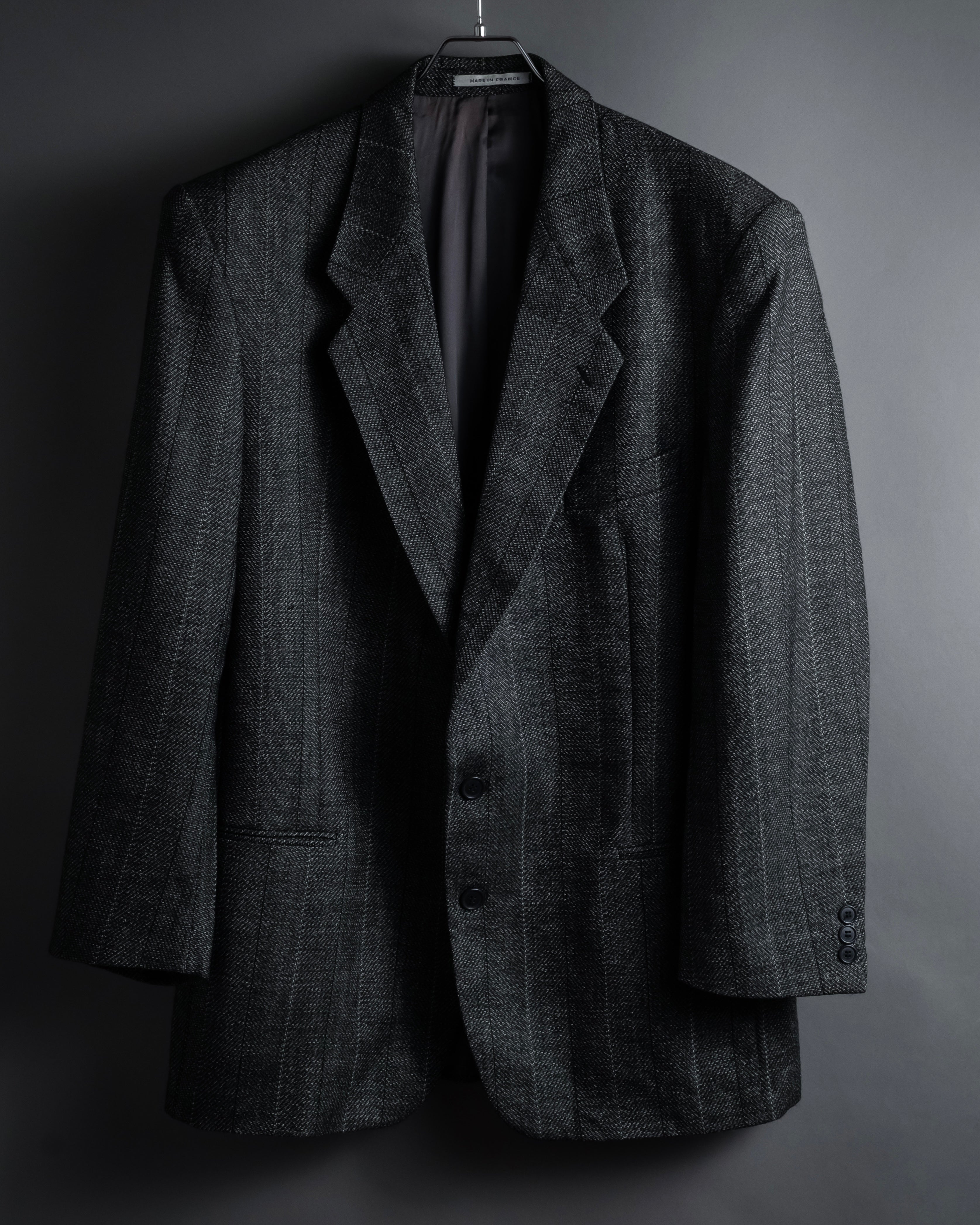 "YVES SAINT LAURENT" 70’s-80’s structured herringbone tweed tailored jacket