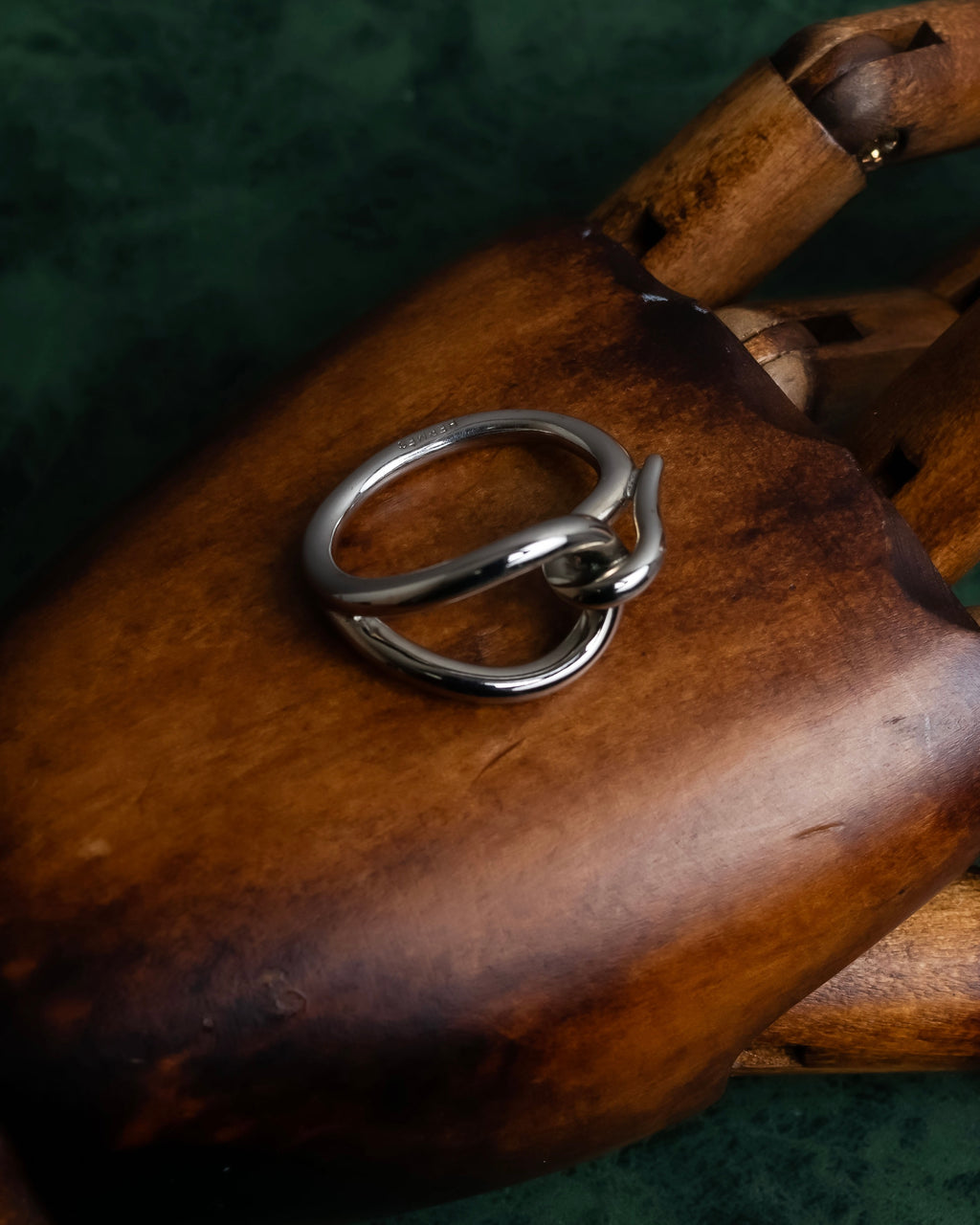 "HERMES" Jumbo silver scarf ring