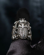 “Vintage” Beetle motif stone decorated silver ring