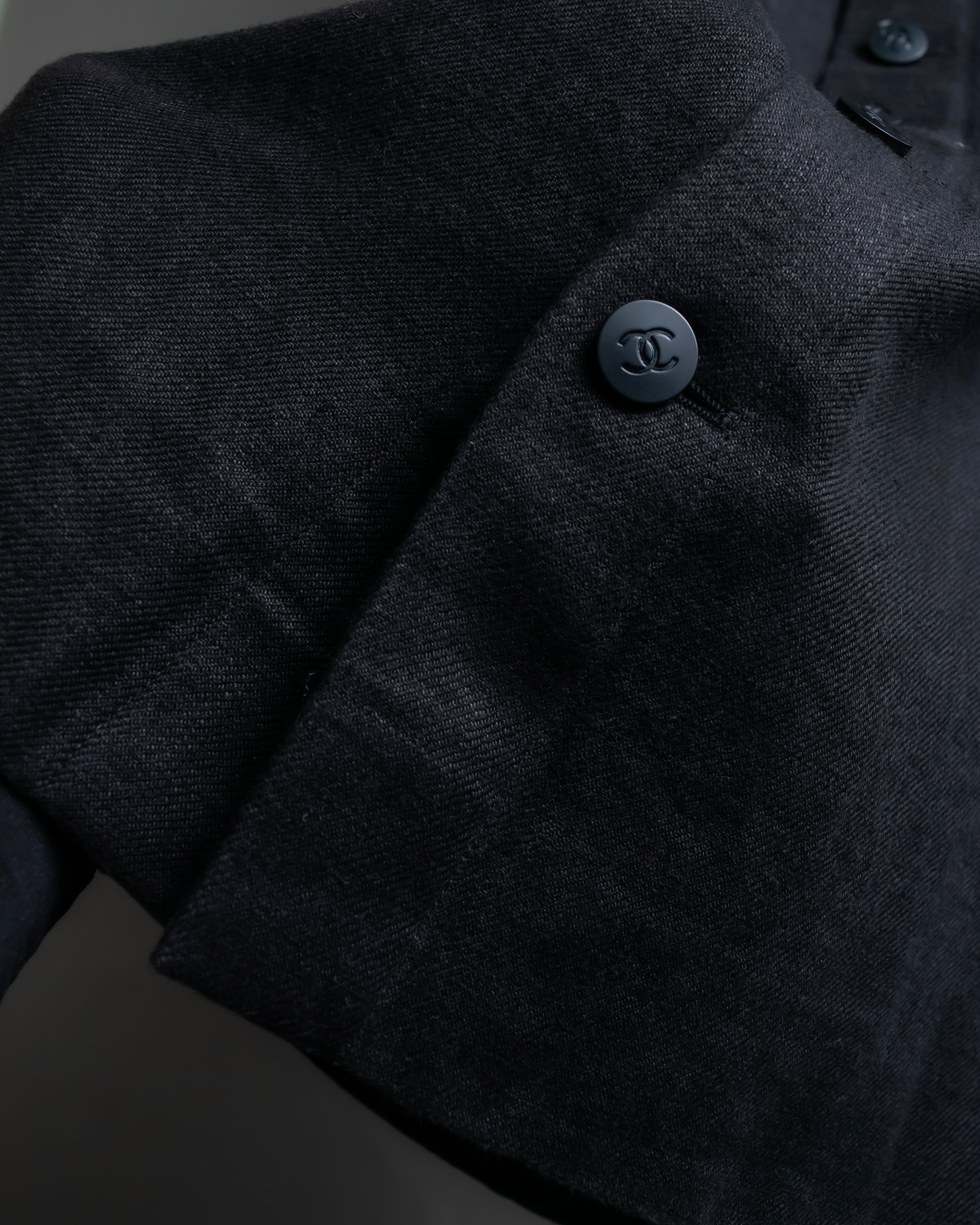 "CHANEL" Back button design flared maxi skirt