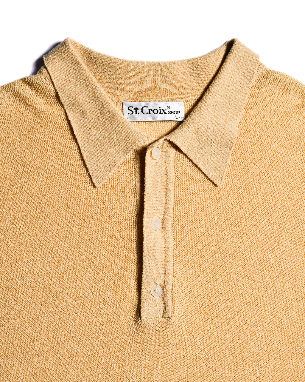 VINTAGE/ Relax Sized Summer Knit Polo Shirt Yellow