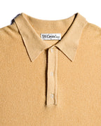 VINTAGE/ Relax Sized Summer Knit Polo Shirt Yellow